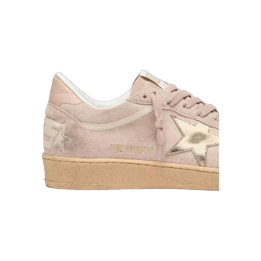 Golden Goose Ball Star In Powder-Pink Suede With Metallic Gold Star