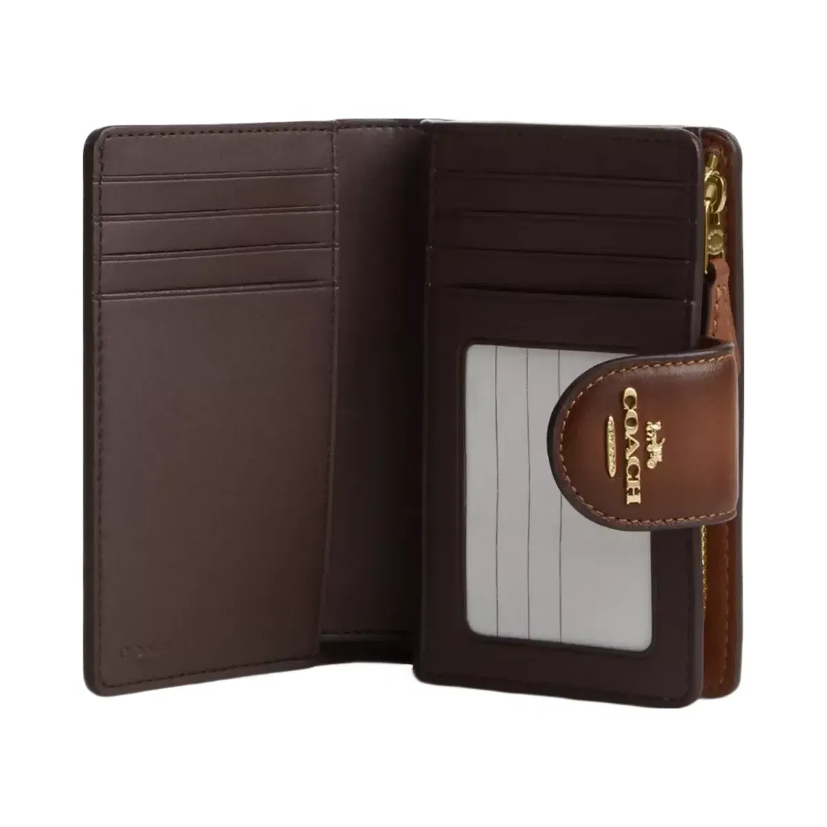 Coach Medium Corner Zip Wallet in Gold Redwood