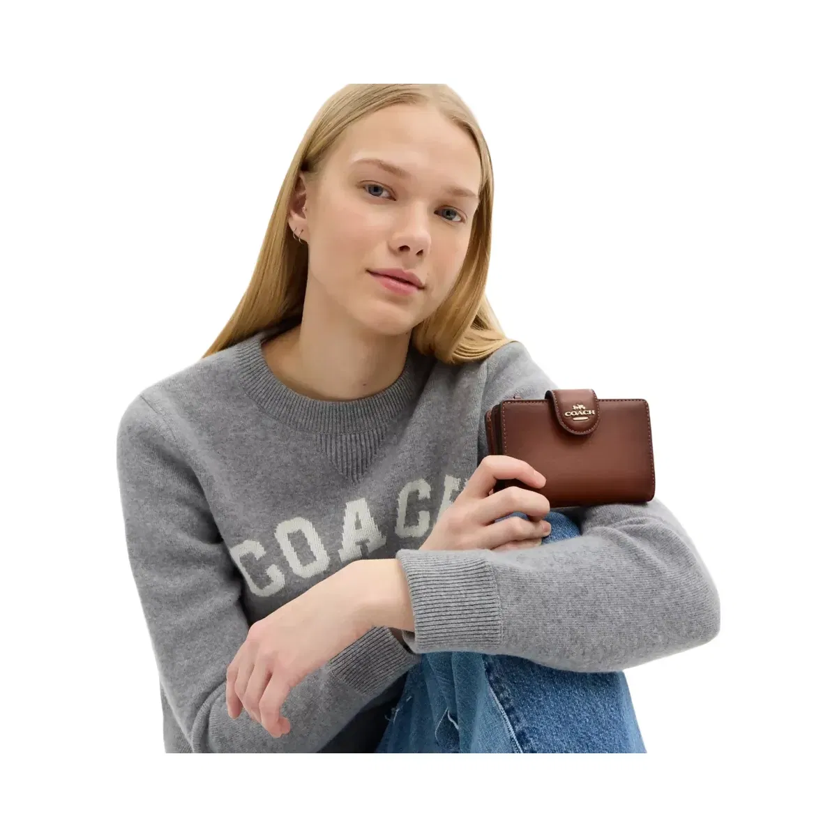Coach Medium Corner Zip Wallet in Gold Redwood