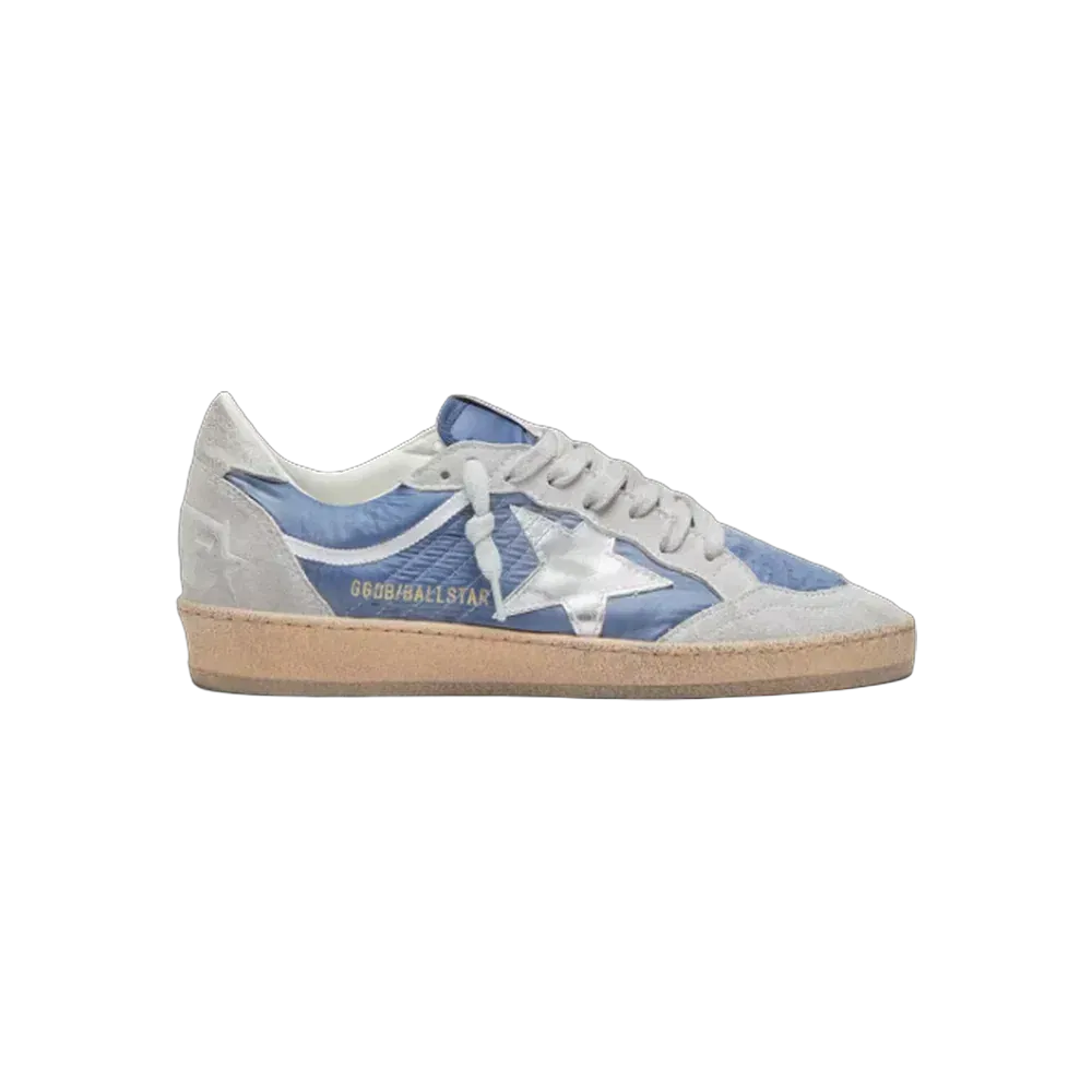 Golden Goose Ball Star In Denim-Blue Nylon With Light Gray Suede Inserts
