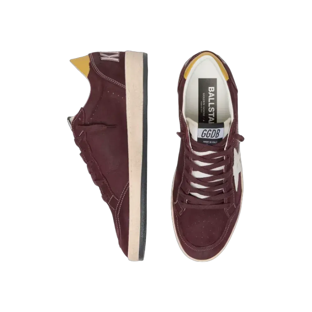 Golden Goose Ball Star In Chocolate Nubuck With Leather Star And Heel Tab