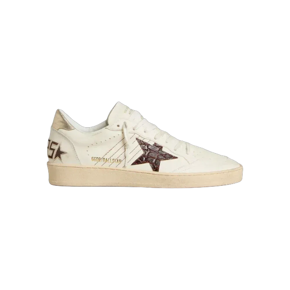 Golden Goose Ball Star With Burgundy Croc-Print Leather Star And Gold Heel Tab