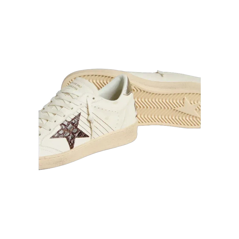 Golden Goose Ball Star With Burgundy Croc-Print Leather Star And Gold Heel Tab
