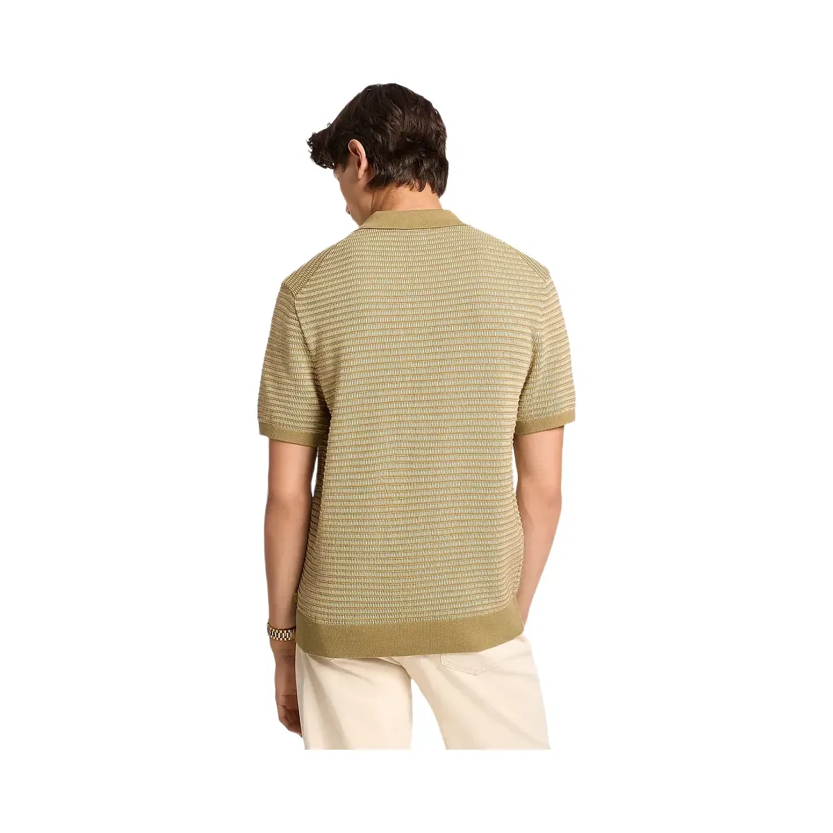 Michael Kors Two-Tone Knit Polo Shirt Oregano