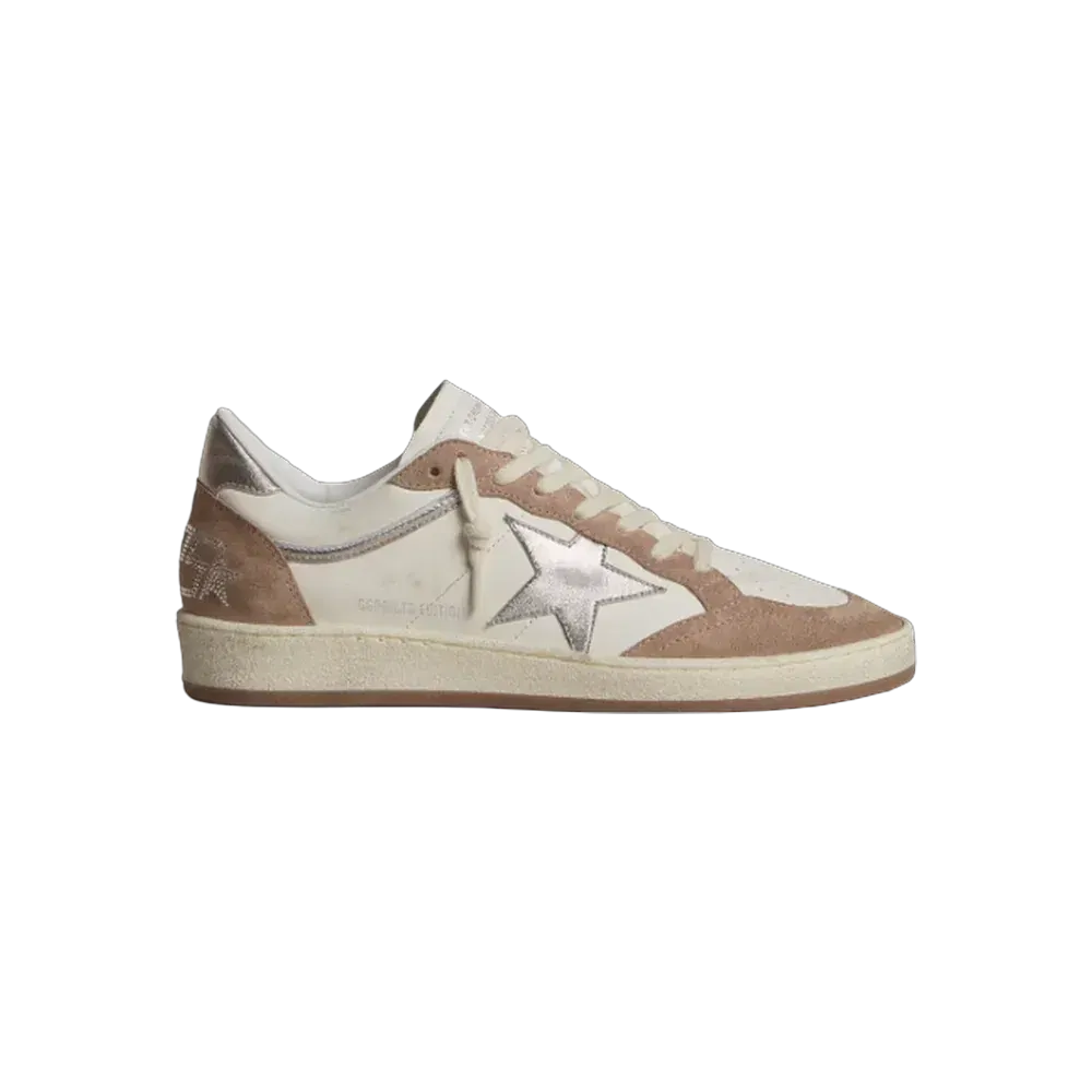 Golden Goose Ball Star LTD In White Nappa Leather And Old Rose Suede