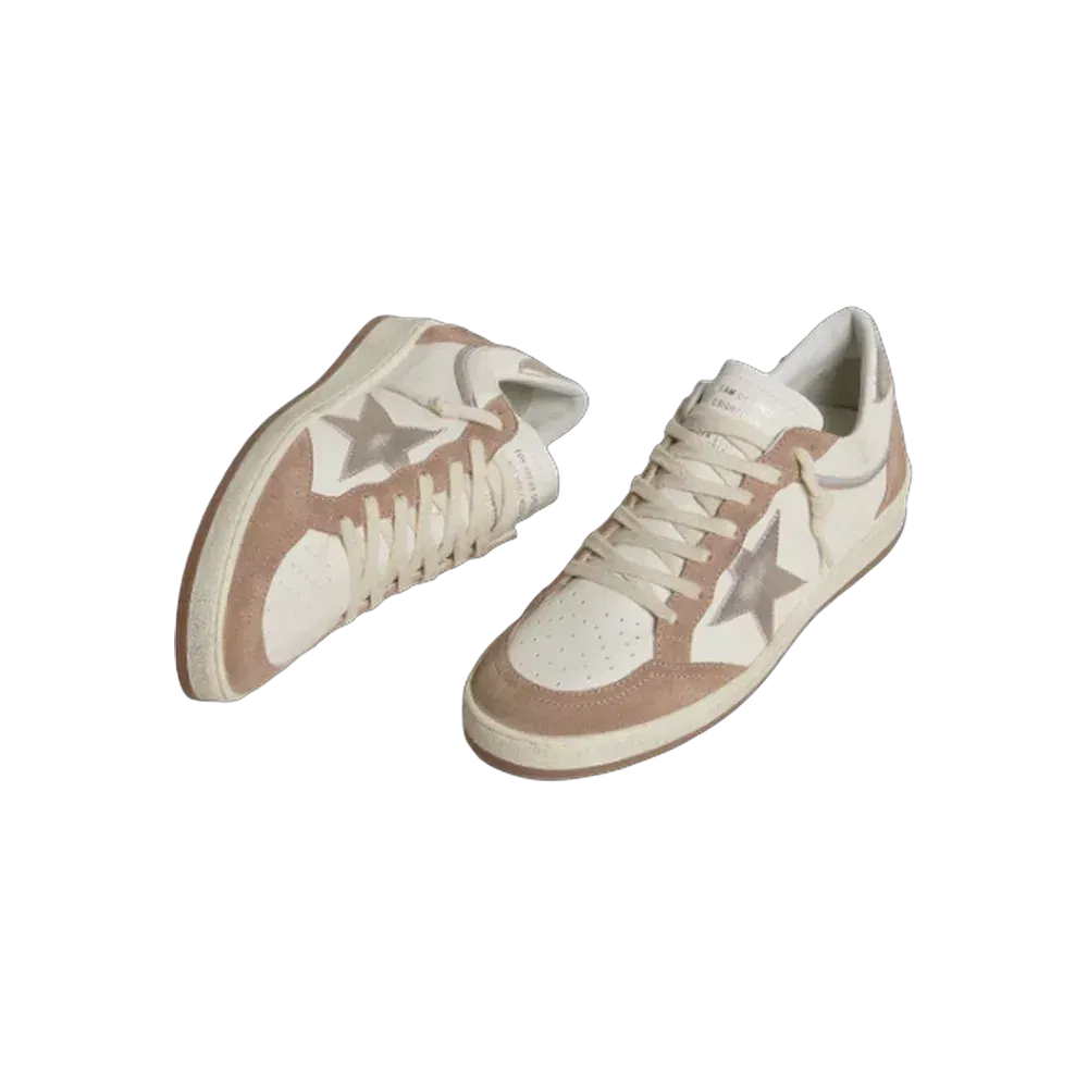 Golden Goose Ball Star LTD In White Nappa Leather And Old Rose Suede