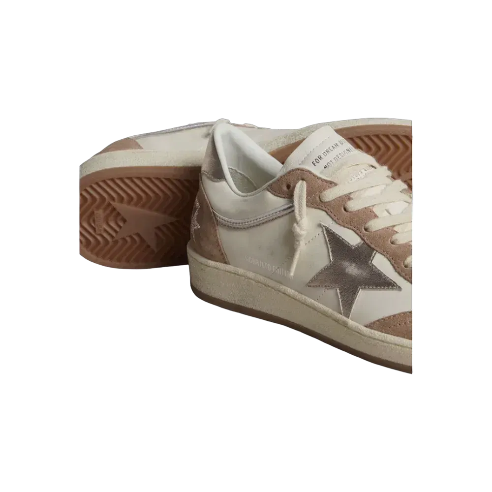 Golden Goose Ball Star LTD In White Nappa Leather And Old Rose Suede