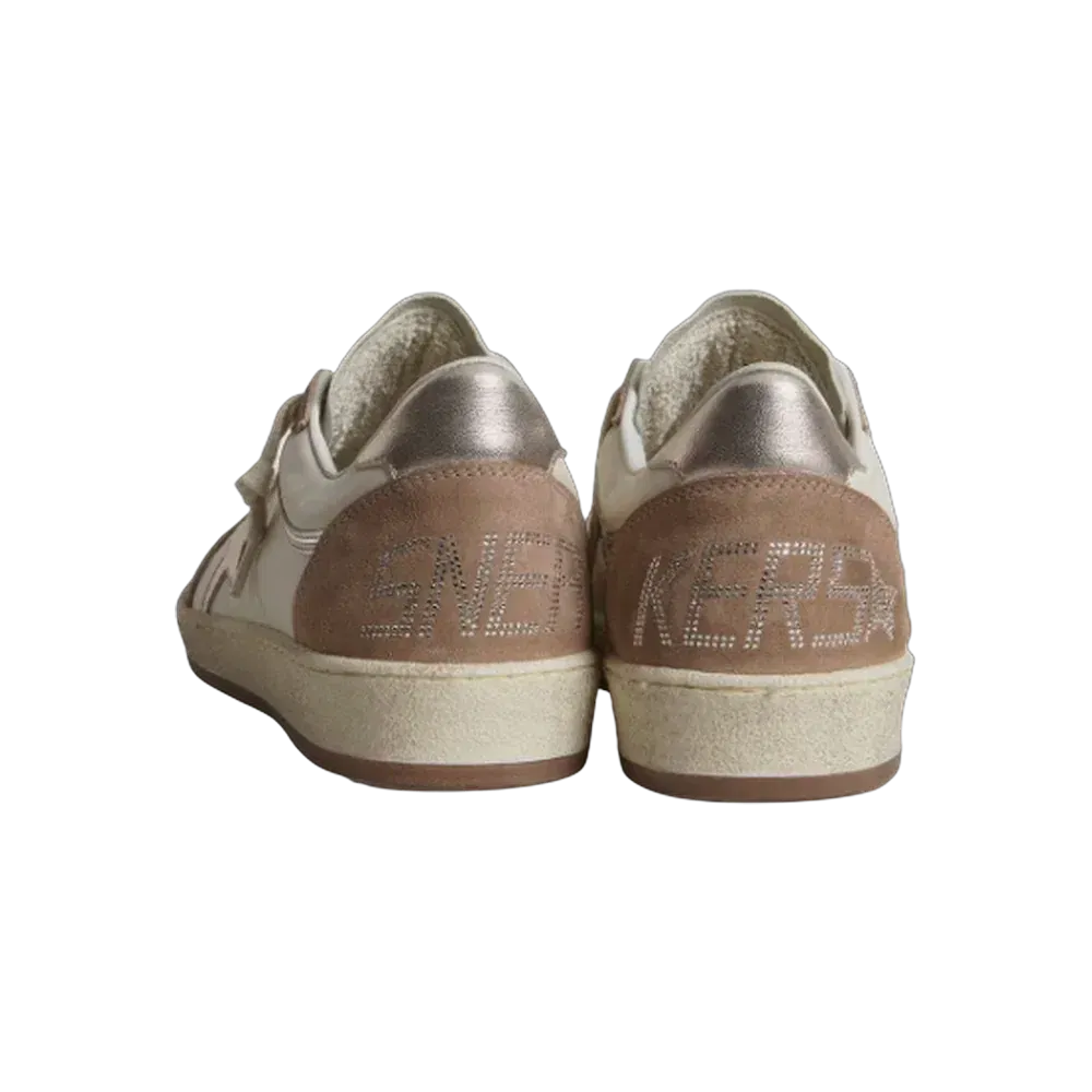 Golden Goose Ball Star LTD In White Nappa Leather And Old Rose Suede