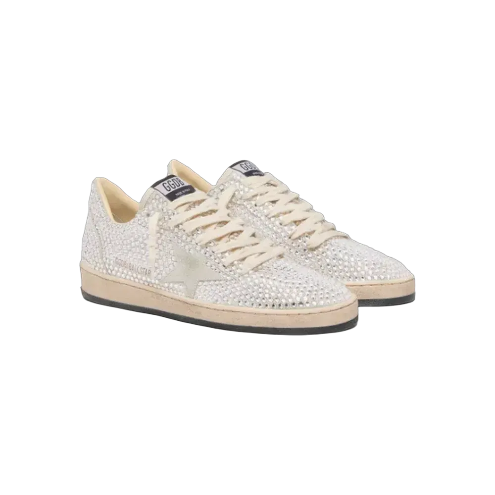Golden Goose Ball Star With Swarovski Crystals And Gray Suede Star