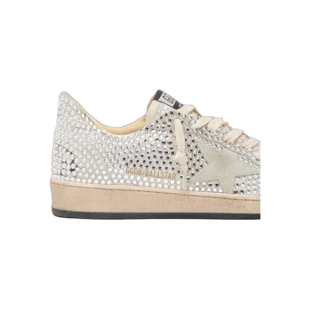 Golden Goose Ball Star With Swarovski Crystals And Gray Suede Star