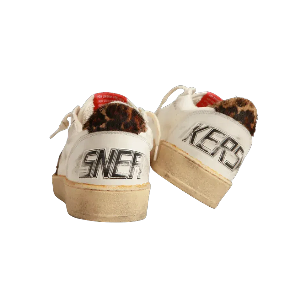 Golden Goose Ball Star In Nappa With Leopard-Print Pony Skin Star And Heel Tab