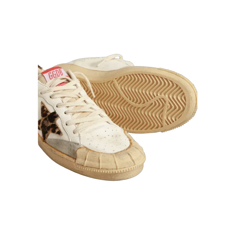 Golden Goose Ball Star In Nappa With Leopard-Print Pony Skin Star And Heel Tab