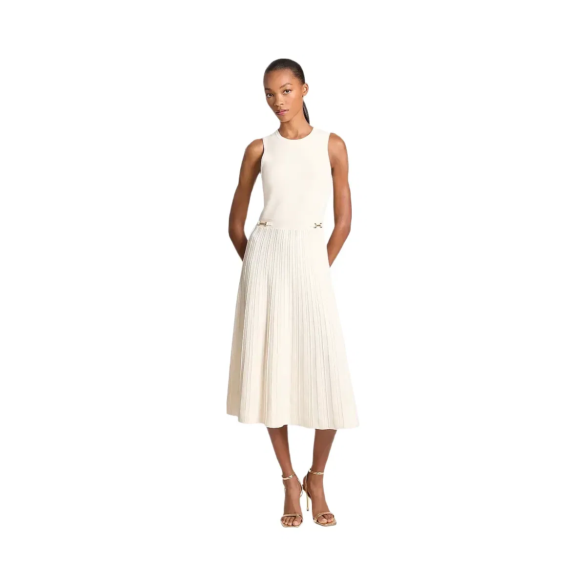 Michael Kors Stretch Knit Midi Dress Bone