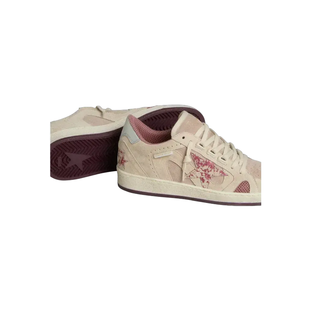 Golden Goose Ball Star LTD In Pink And Beige Suede With Pearl-Gray Leather