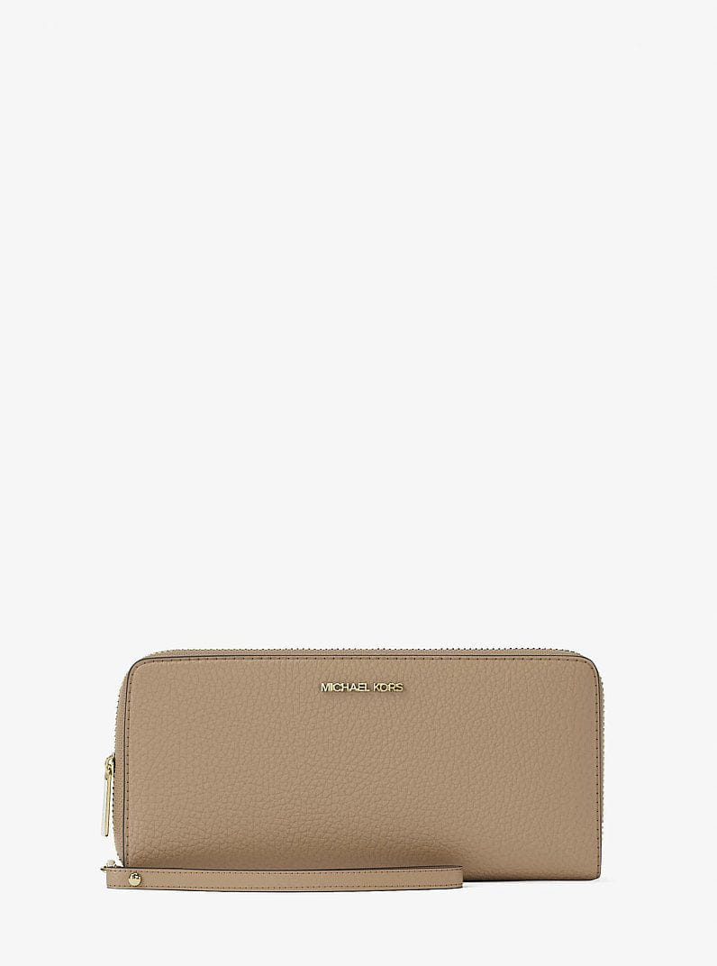 Michael Kors Jet Set Travel Large Pebbled Leather Wristlet Camel
