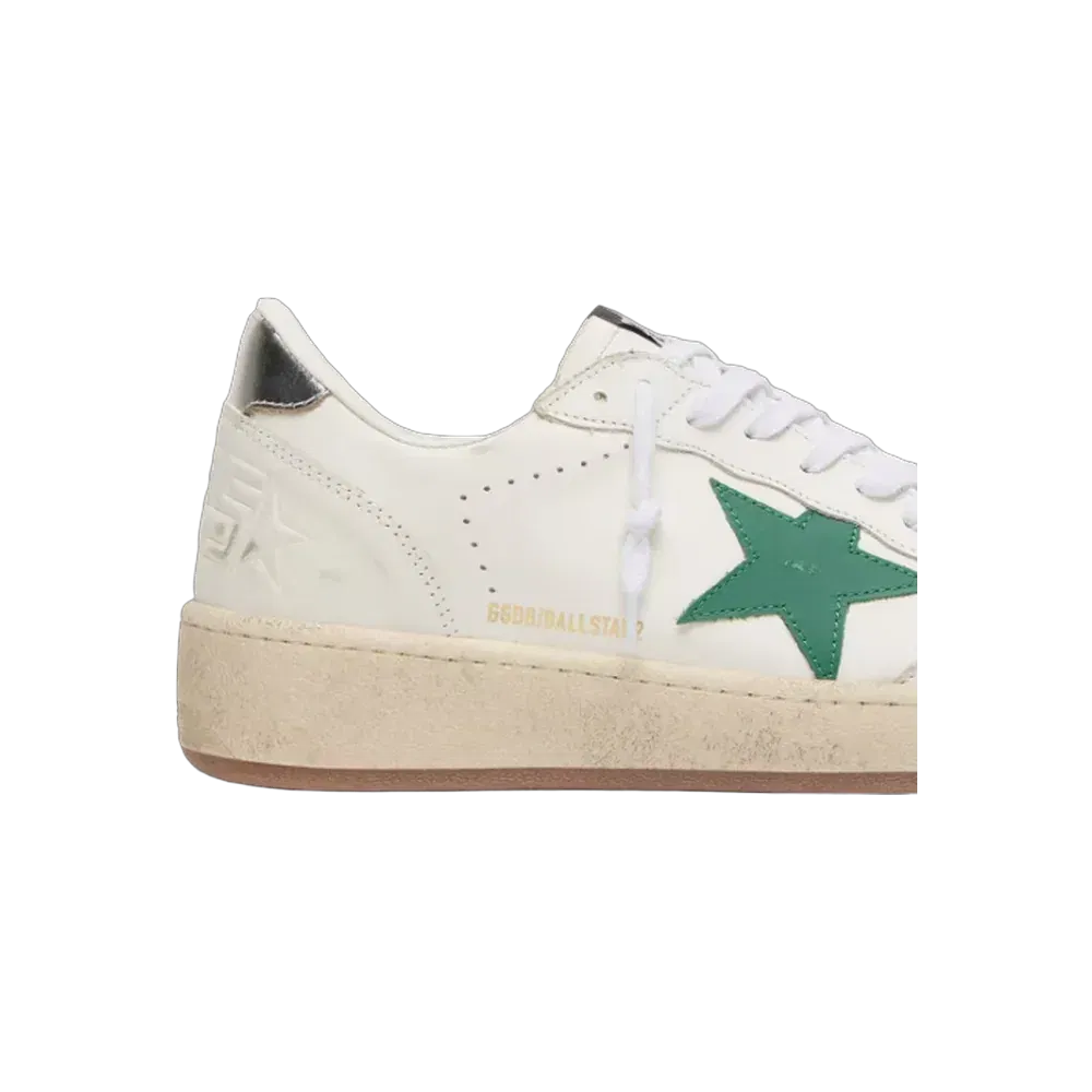 Golden Goose Ball Star With Green Leather Star And Metallic Leather Heel Tab