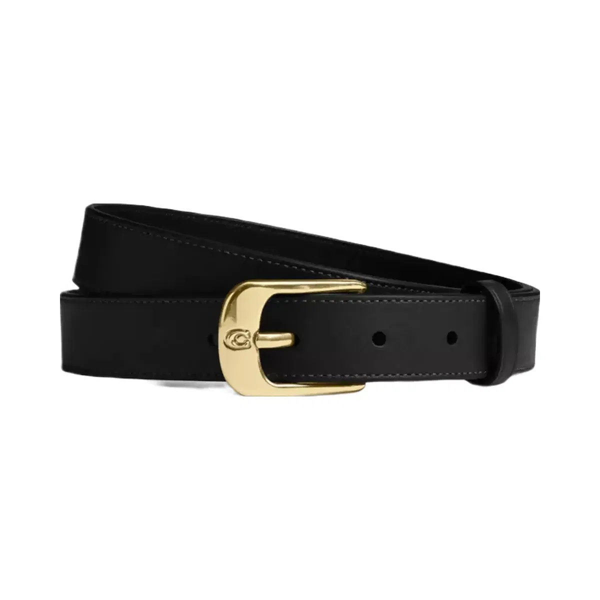 Coach C Harness Buckle Belt, 25 Mm in Gold Black