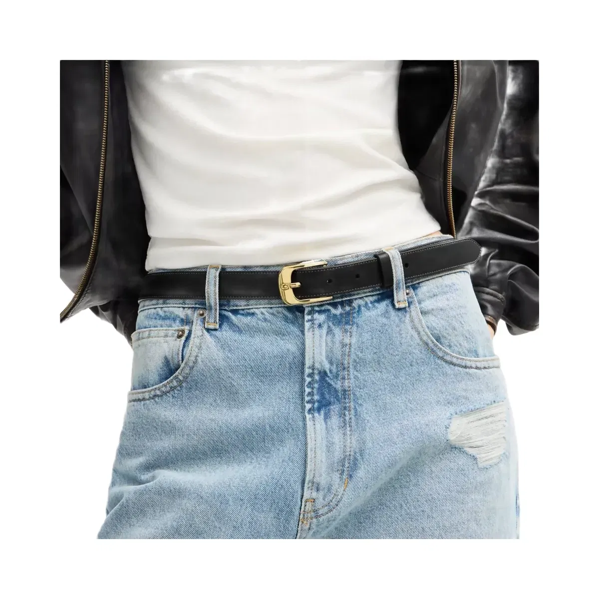 Coach C Harness Buckle Belt, 25 Mm in Gold Black