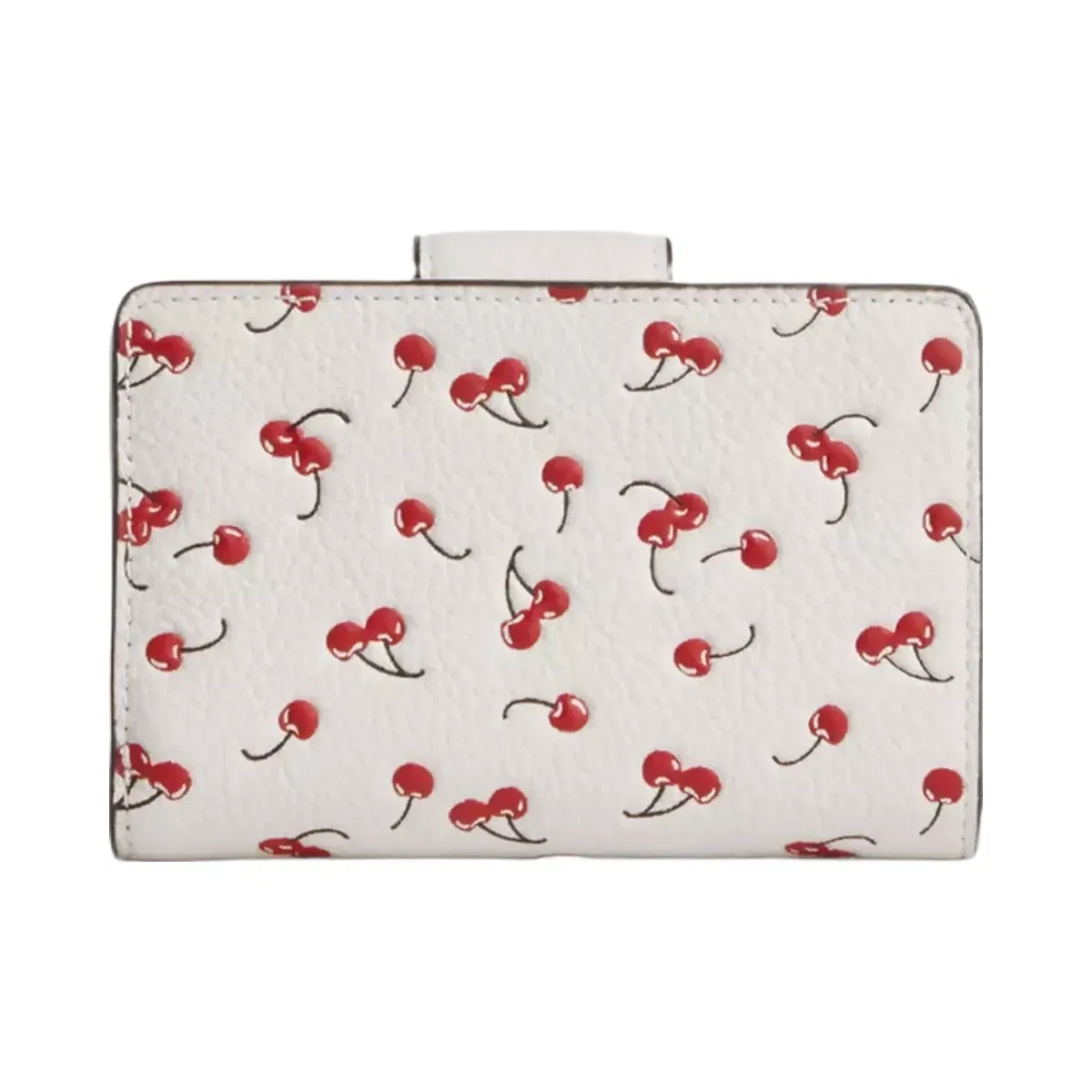 Coach Medium Corner Zip Wallet With Cherry Print in Gold Chalk Multi