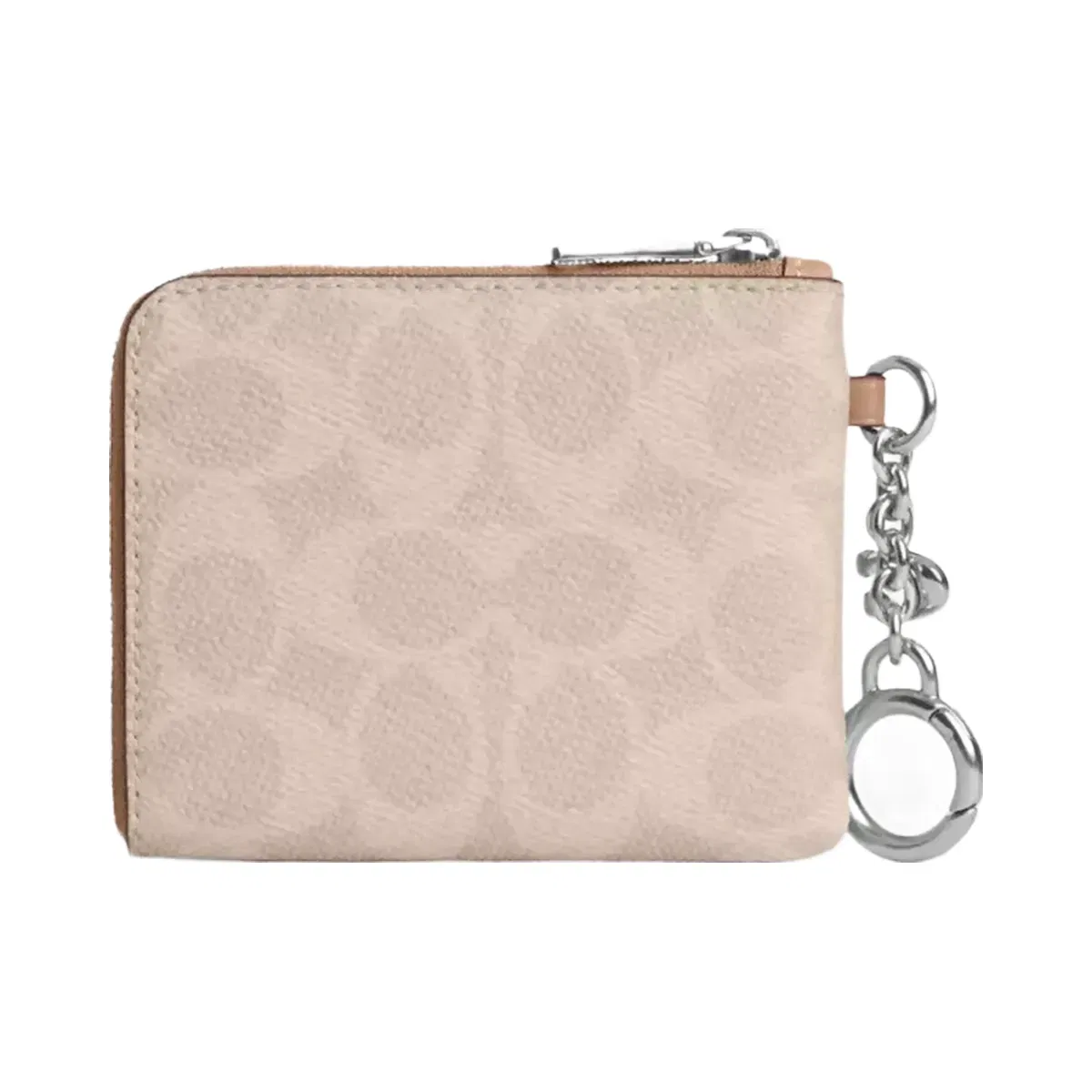Coach Small Corner Zip Wallet In Signature Canvas in Silver Sand Taupe