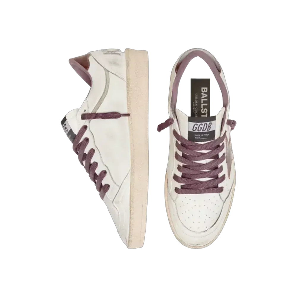 Golden Goose Ball Star LTD In White Leather With Burgundy Leather Star