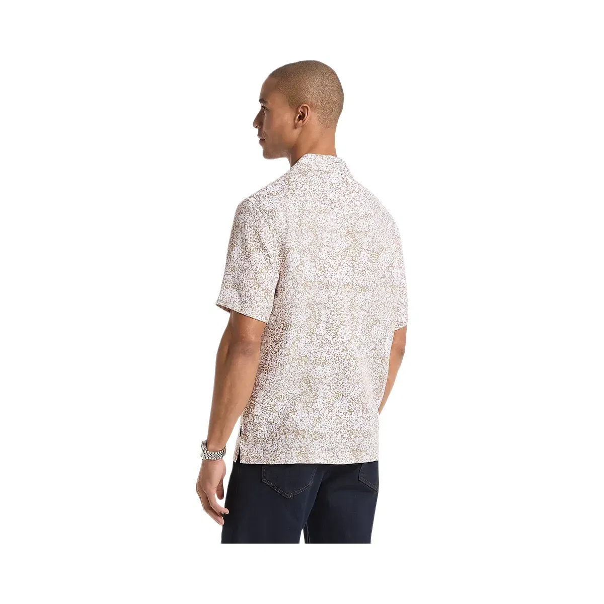Michael Kors Floral Print Linen Shirt Dark Camel