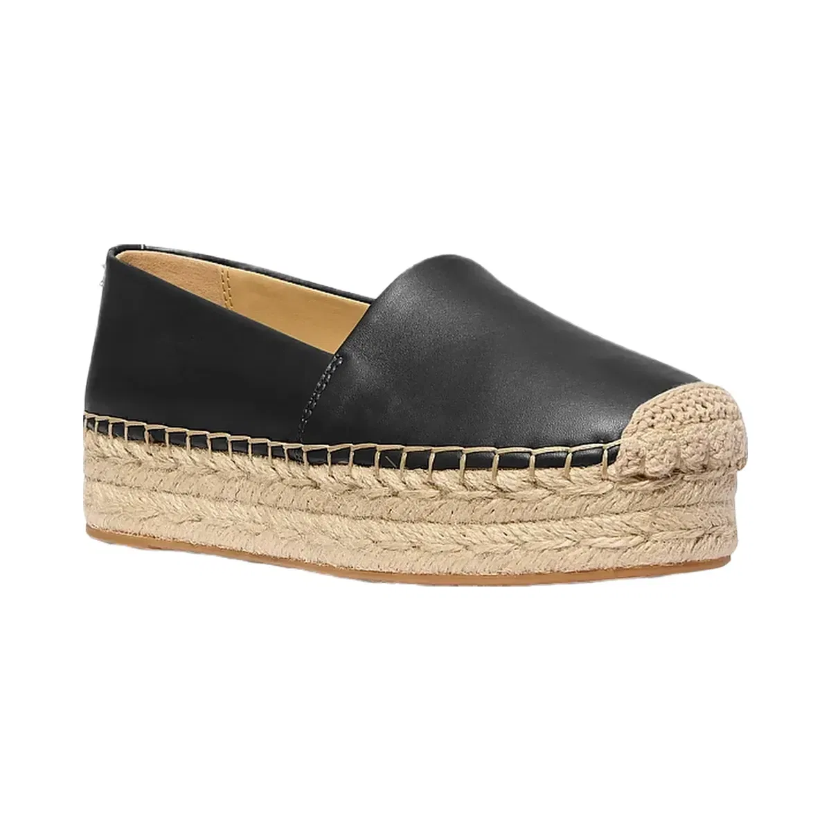 Michael Kors Lynn Leather Platform Espadrille Black