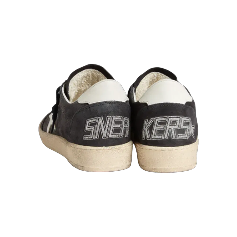 Golden Goose Ball Star In Dark Blue Suede With Leather Star And Heel Tab