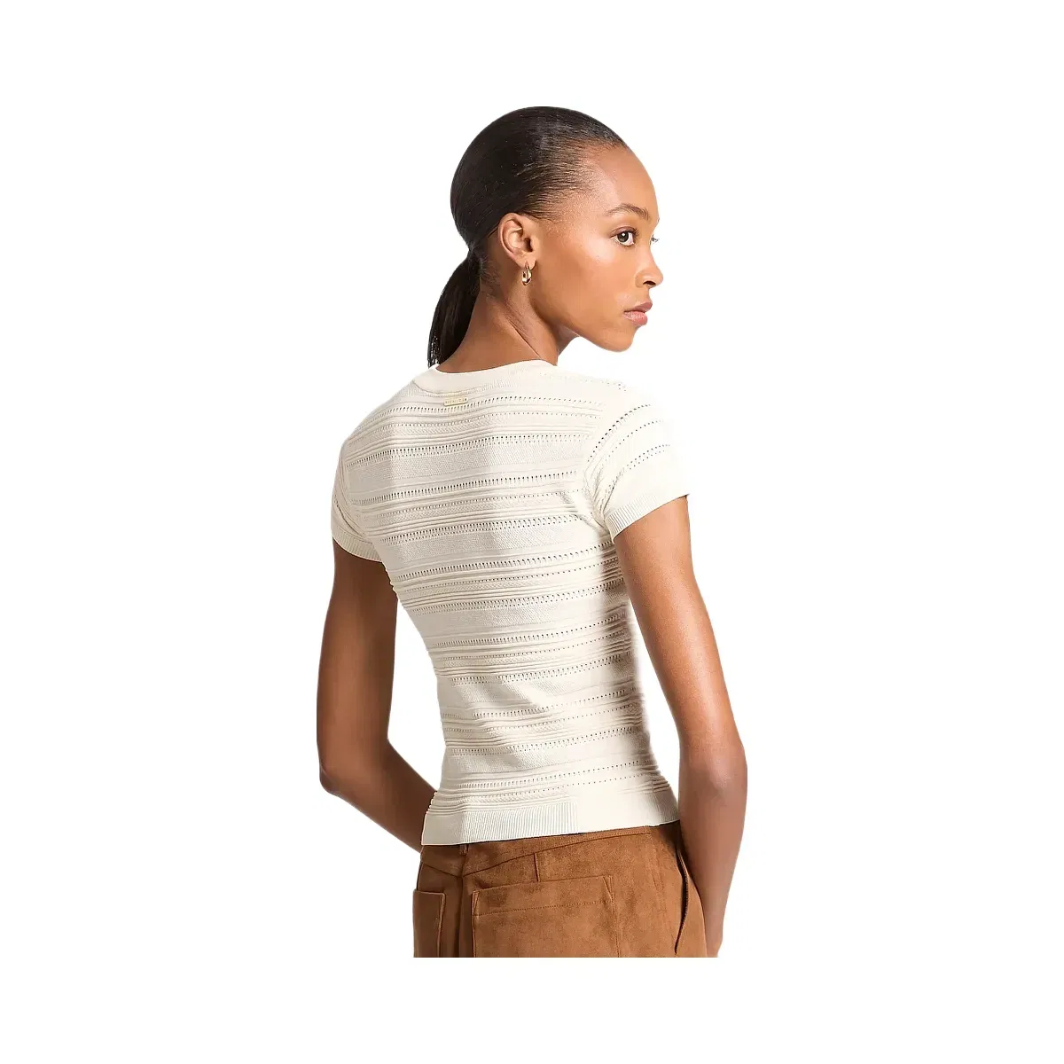 Michael Kors Knit Short-Sleeve Top Bone