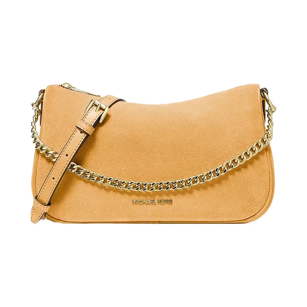 Michael Kors Carmela Medium Suede Convertible Crossbody Bag Honeywheat