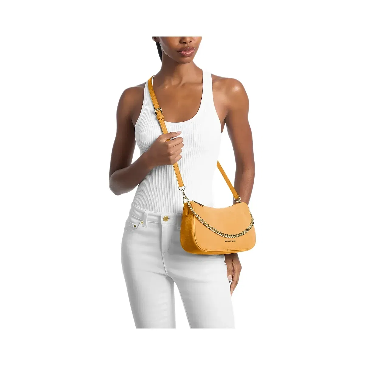 Michael Kors Carmela Medium Suede Convertible Crossbody Bag Honeywheat