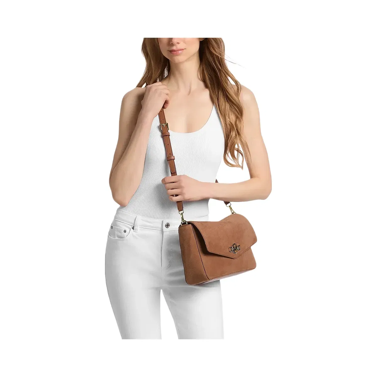 Michael Kors Kacey Large Convertible Crossbody Bag Luggage