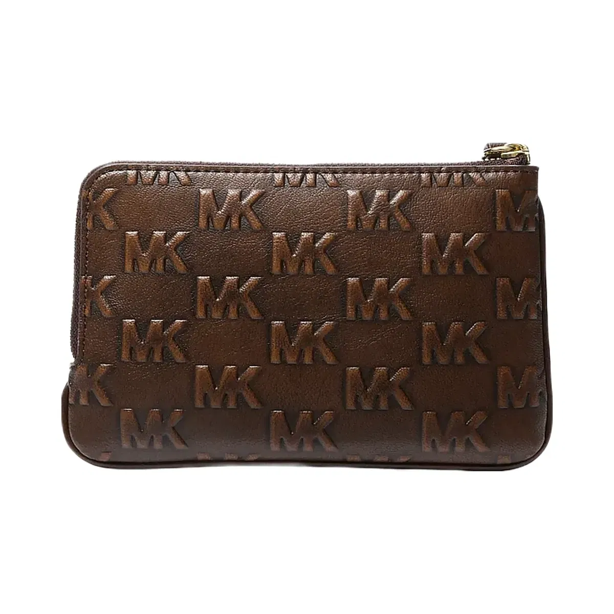 Michael Kors Jet Set Travel Small Burnished Logo Embossed Wristlet Chocolate