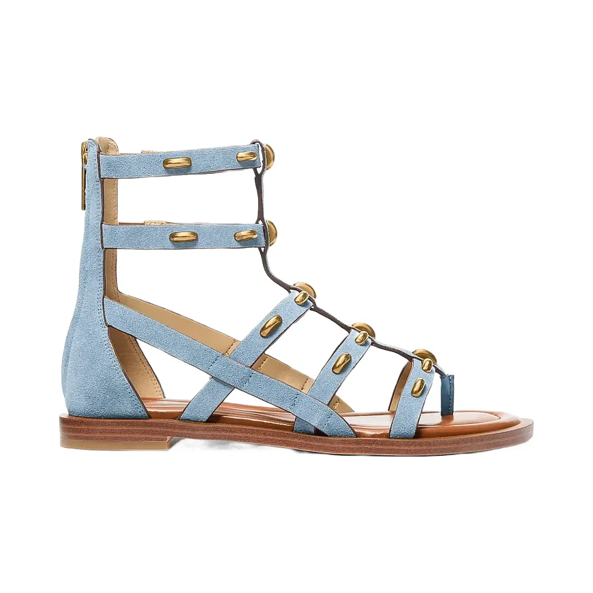 Michael Kors Noa Studded Suede Gladiator Sandal Chambray