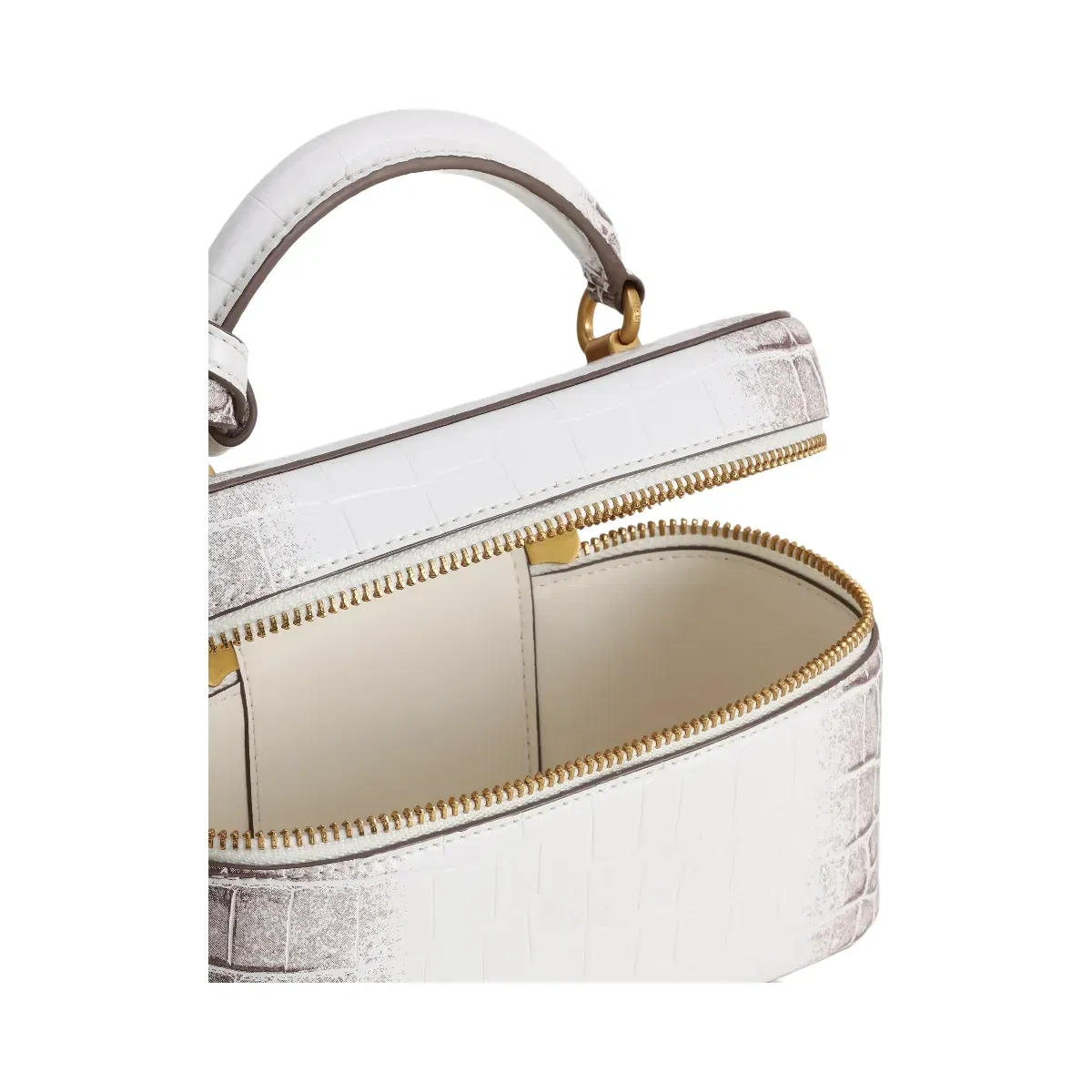 JW PEI Cleo Box Shape Top Handle Bag White Croc