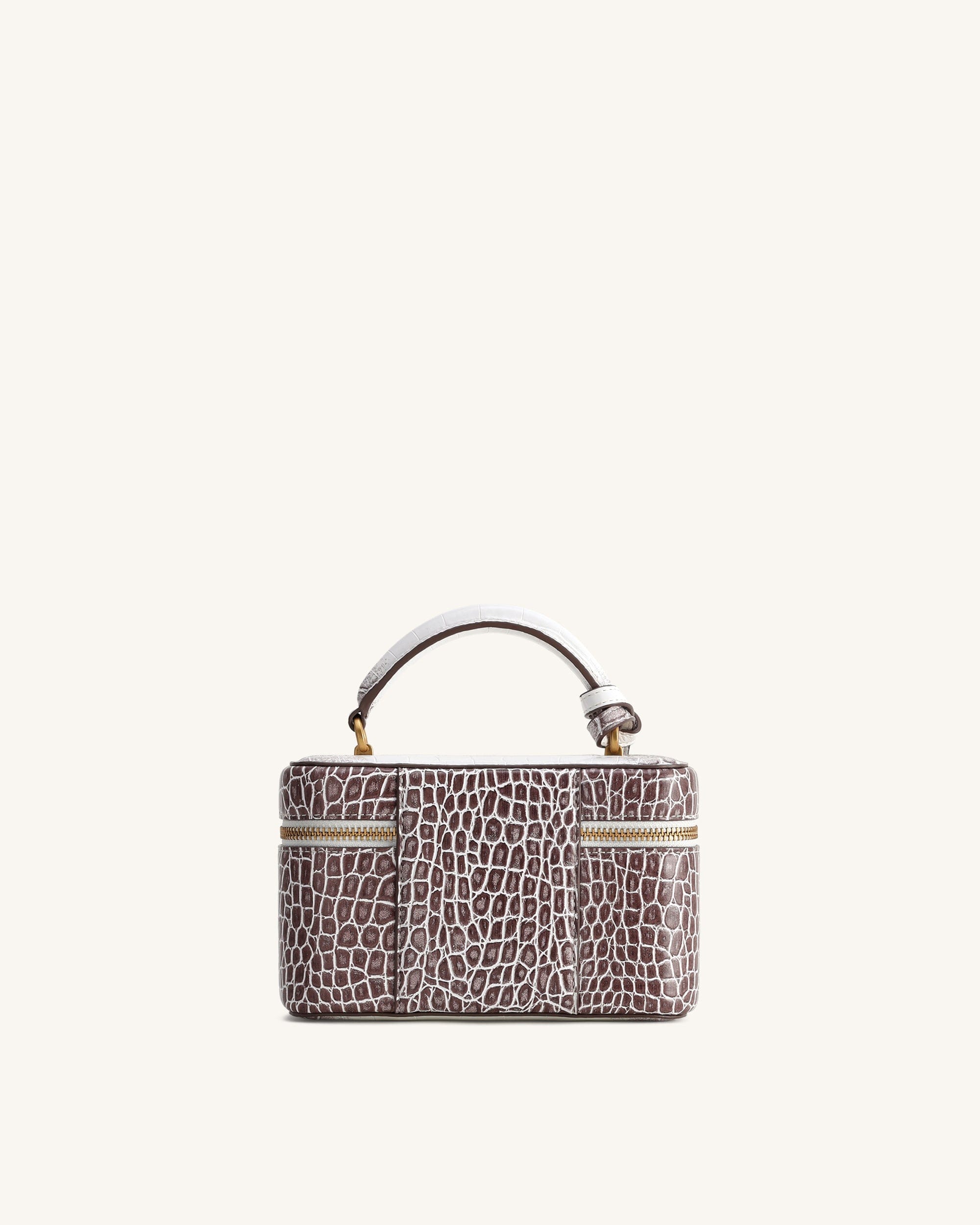 JW PEI Cleo Box Shape Top Handle Bag White Croc