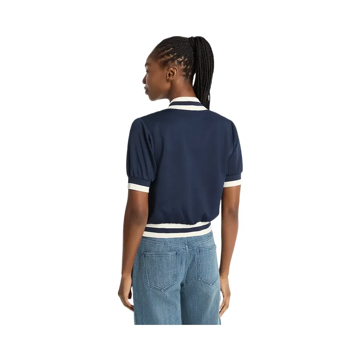 Michael Kors Sporty Piqué Cropped Short-Sleeve Jacket Midnightblue