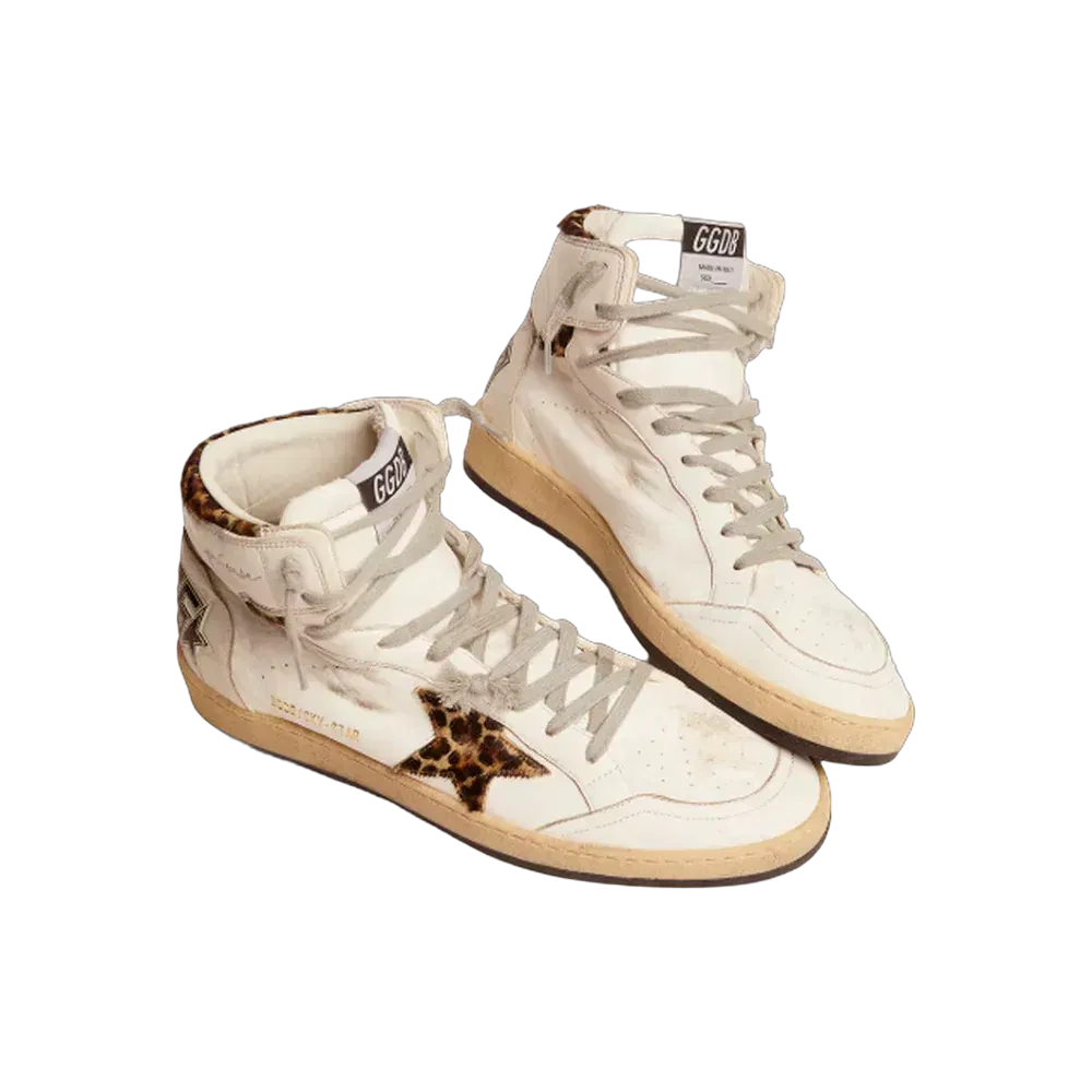 Golden Goose Sky-Star With Signature And Leopard Print Pony Skin Inserts