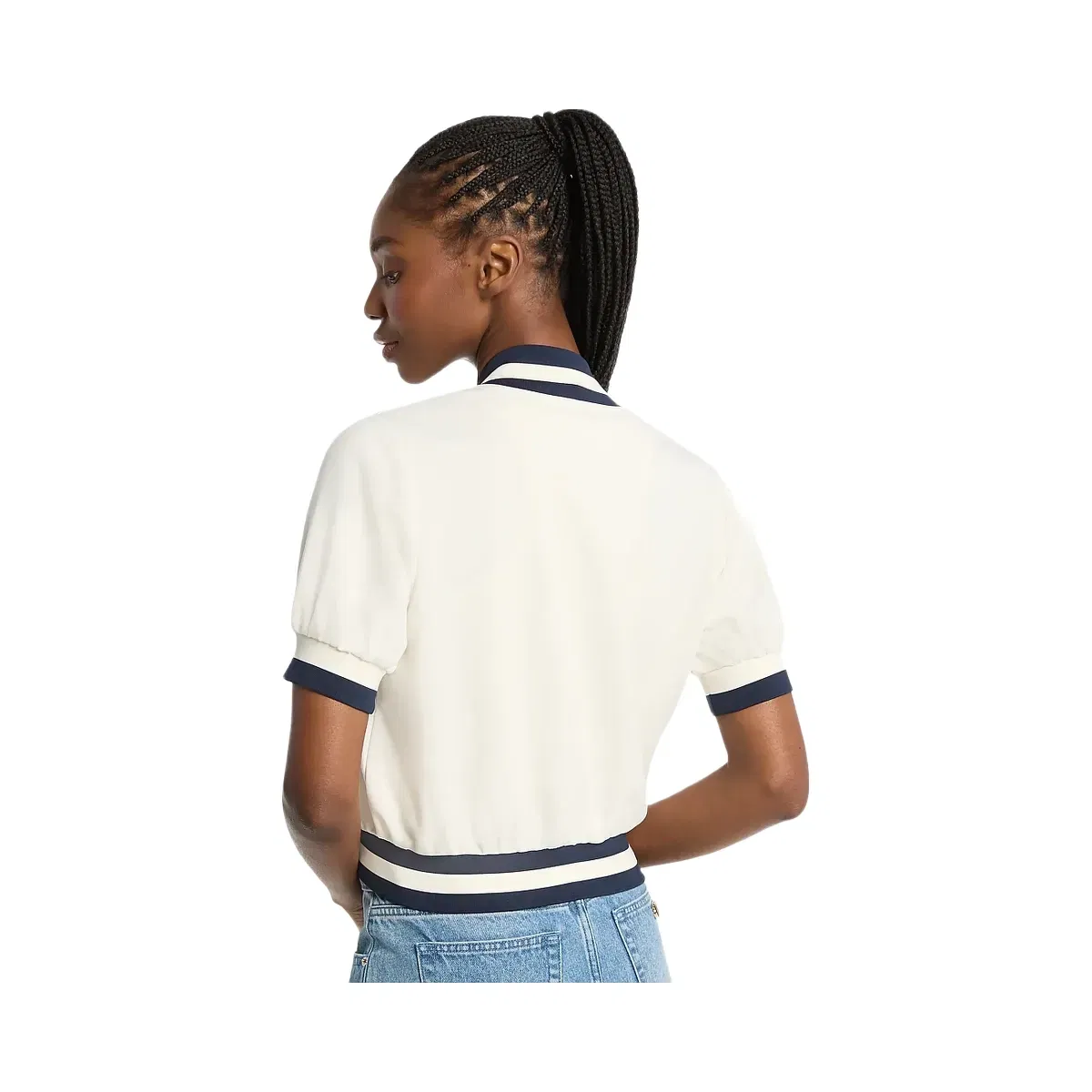 Michael Kors Sporty Piqué Cropped Short-Sleeve Jacket Bone