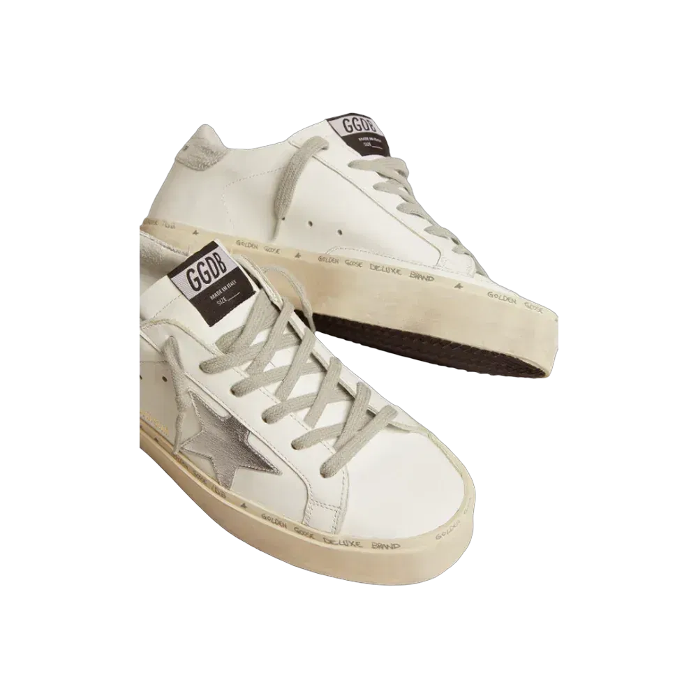 Golden Goose Hi Star With Star And Metallic Silver Heel