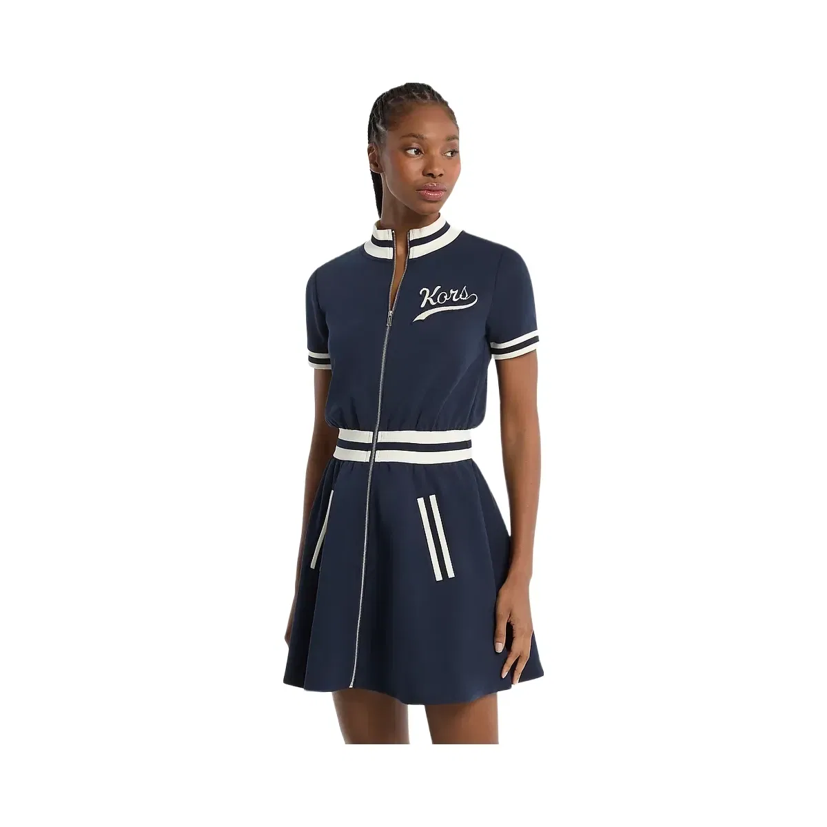 Michael Kors Cotton Blend Zip-Up Mini Dress Midnightblue