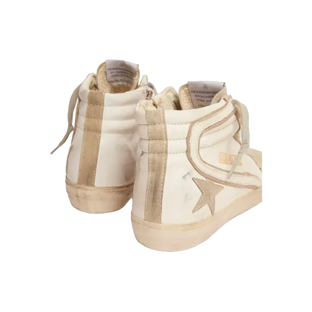 Golden Goose Slide With Ice-Gray Suede Star And White Flash