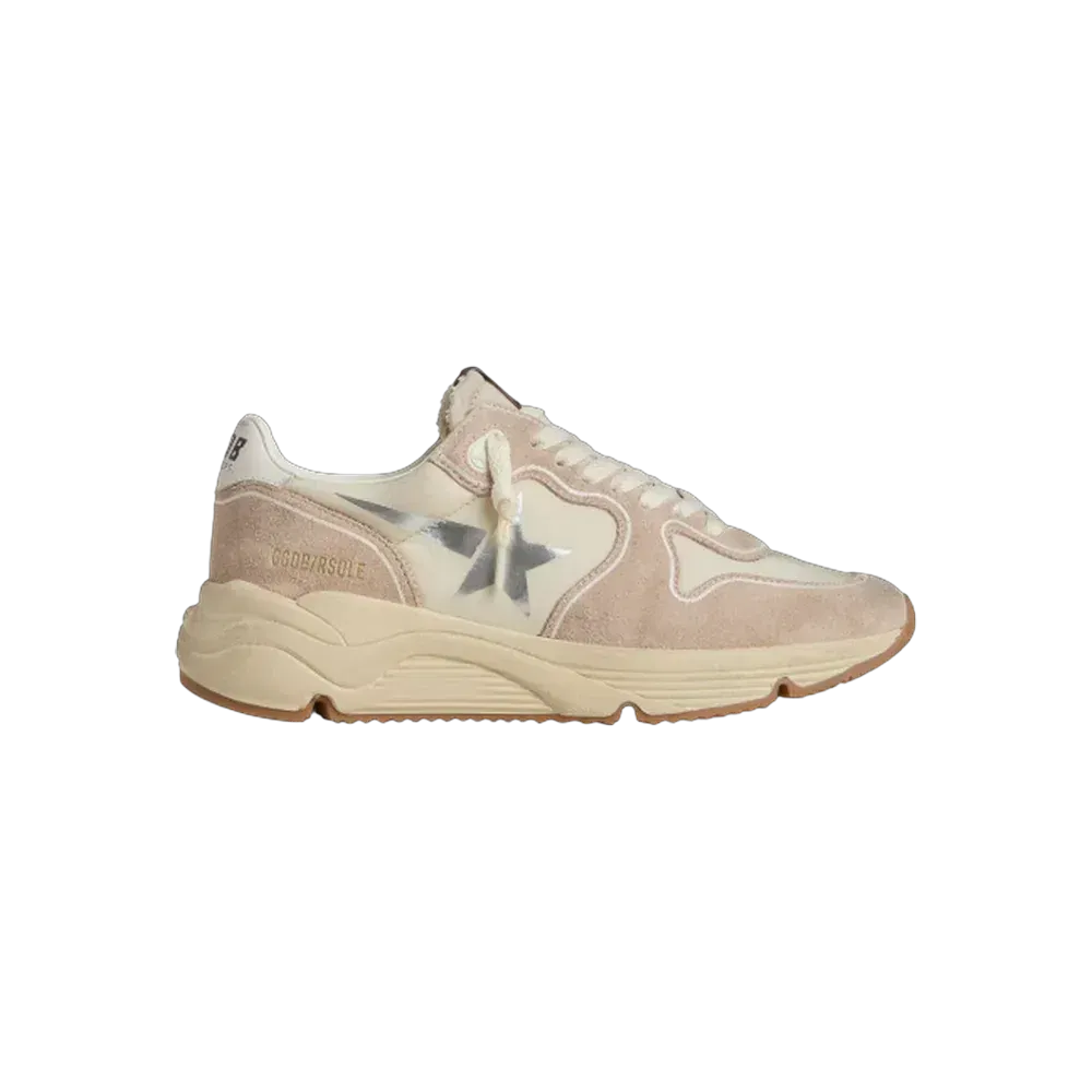 Golden Goose Running Sole In Nylon And Suede With Silver Printed Star