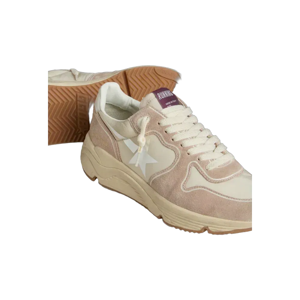 Golden Goose Running Sole In Nylon And Suede With Silver Printed Star