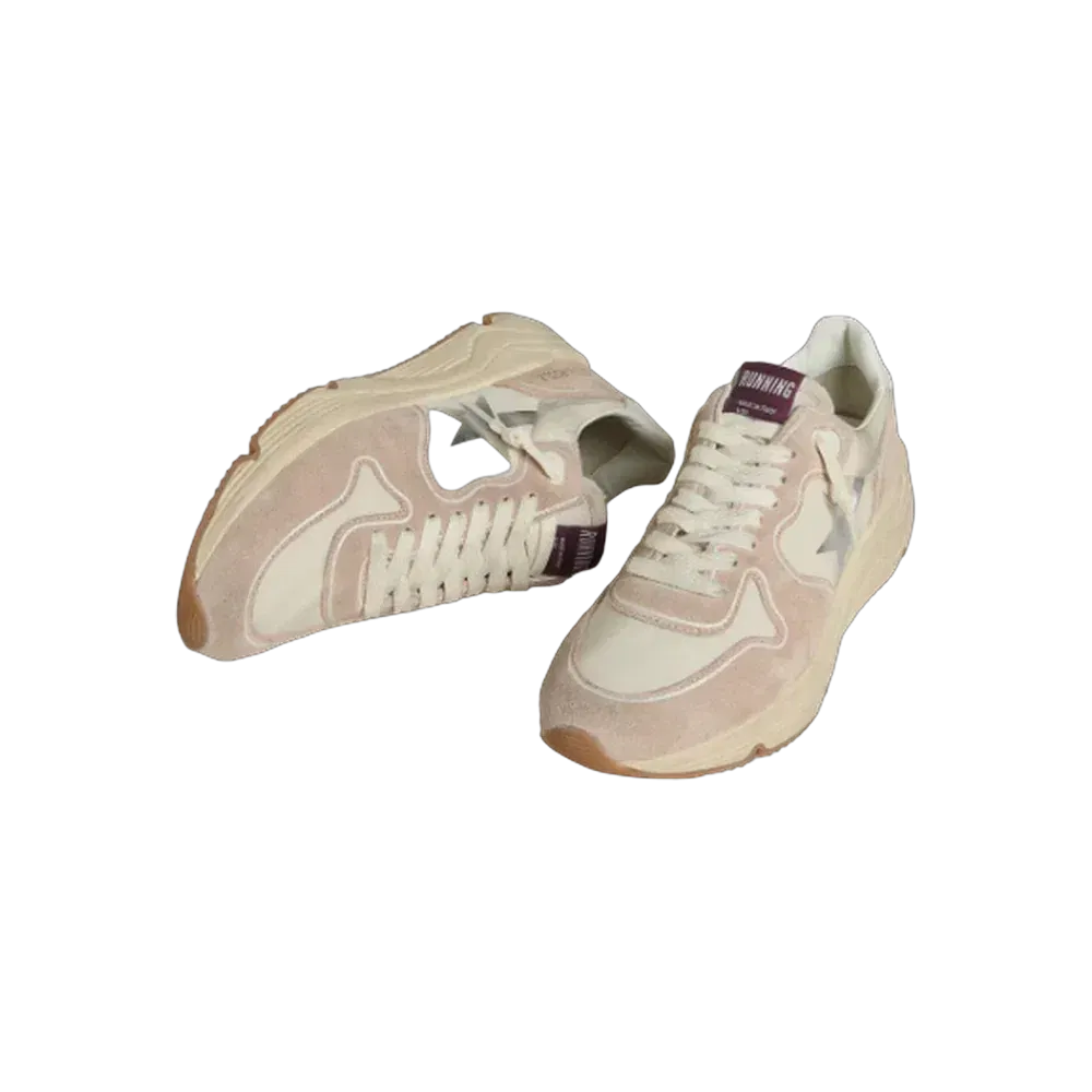 Golden Goose Running Sole In Nylon And Suede With Silver Printed Star