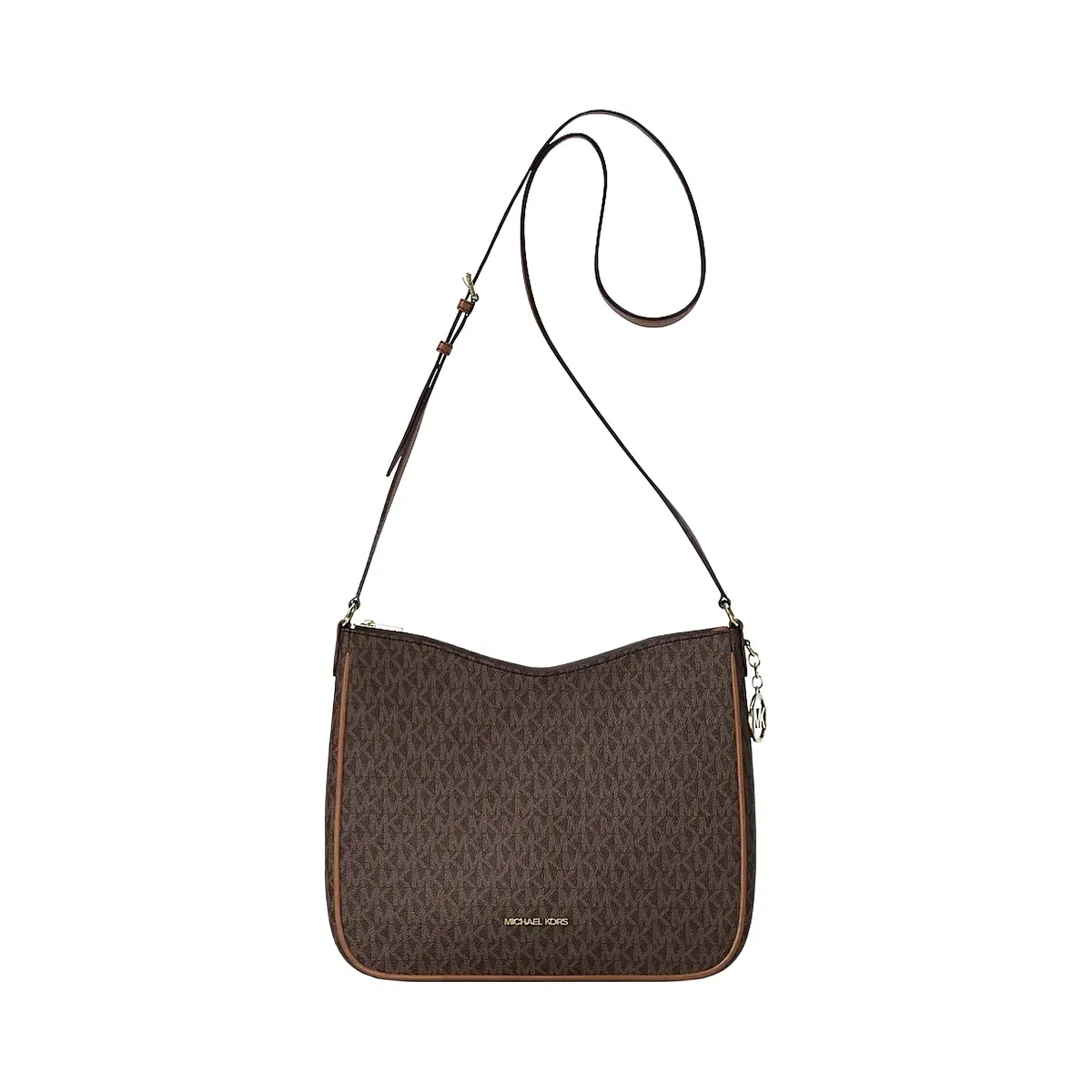 Michael Kors Nayla Medium Signature Logo Messenger Bag Brown