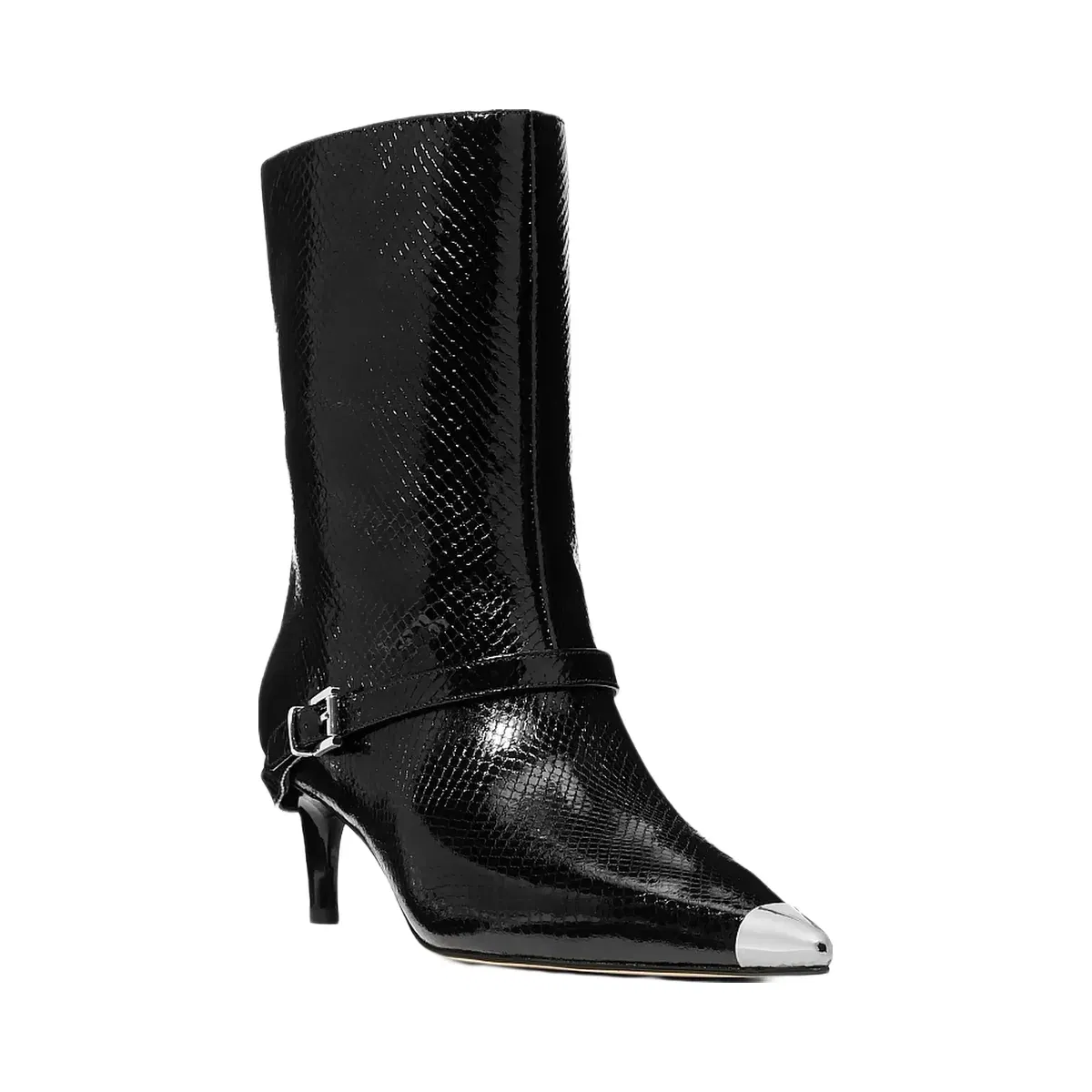 Michael Kors Kasia Snake Embossed Leather Buckle Boot Black