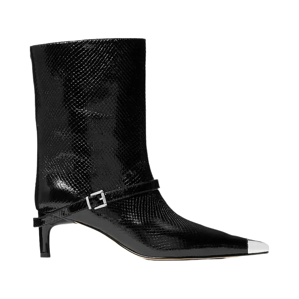 Michael Kors Kasia Snake Embossed Leather Buckle Boot Black
