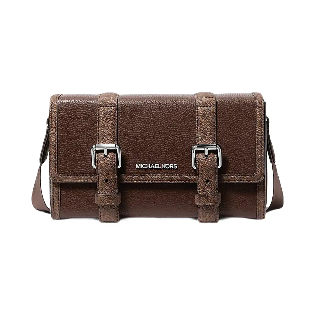 Michael Kors Cooper Pebbled Leather and Signature Logo Trunk Crossbody Bag Nutmeg