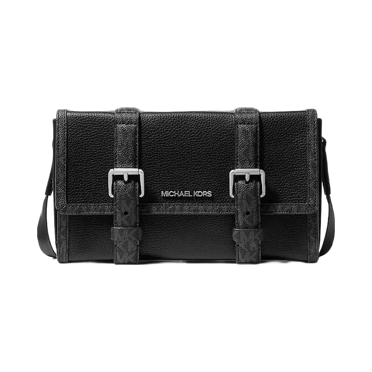 Michael Kors Cooper Pebbled Leather and Signature Logo Trunk Crossbody Bag Black